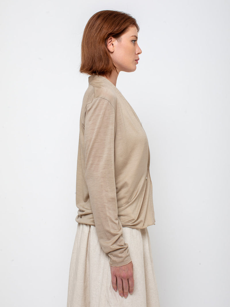 Elsa Esturgie - Osier Lightweight Wool Cardigan - Beige - Verdalina
