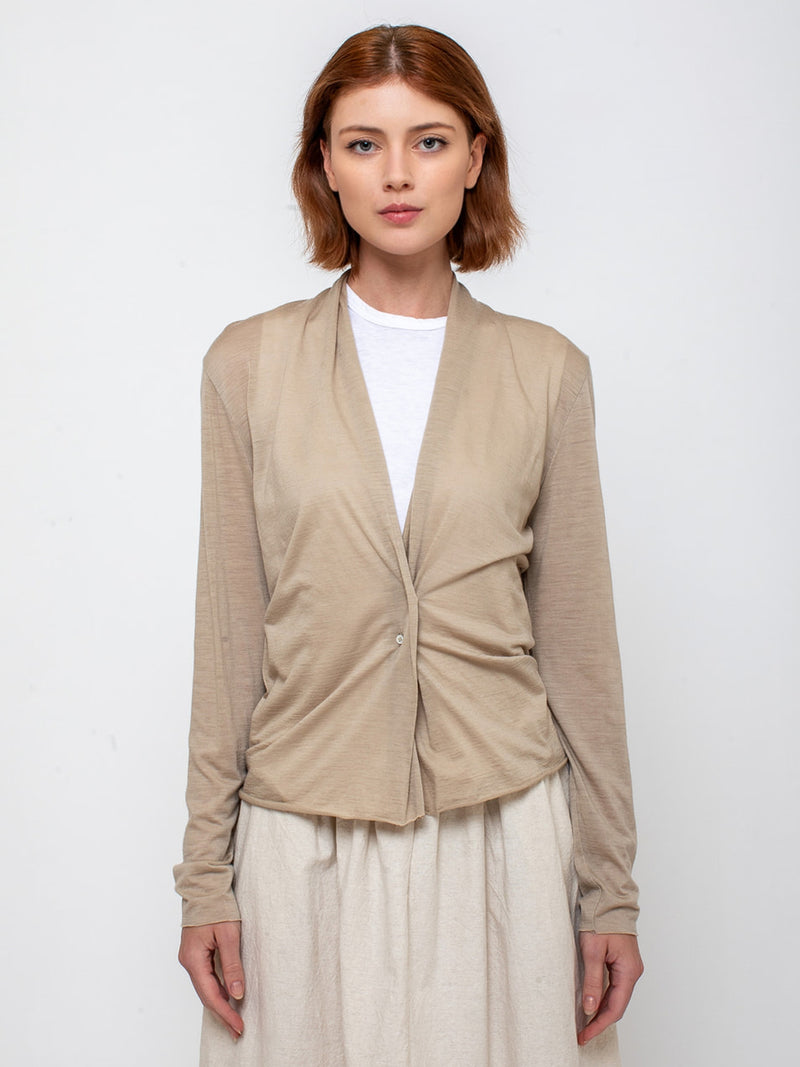 Elsa Esturgie - Osier Lightweight Wool Cardigan - Beige - Verdalina