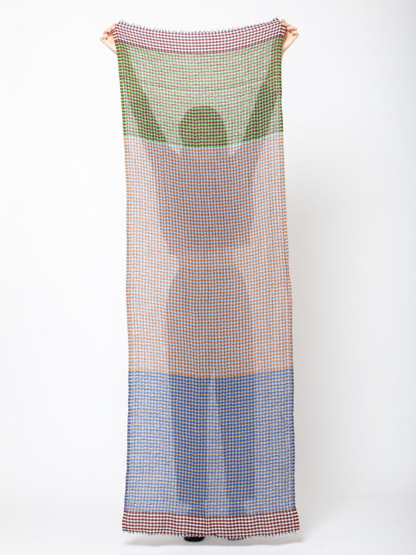 Epice - Wool Shawl - Green and Brown Check - Verdalina