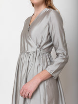 Evam Eva - Silk Wrap Dress - Light Gray - Verdalina
