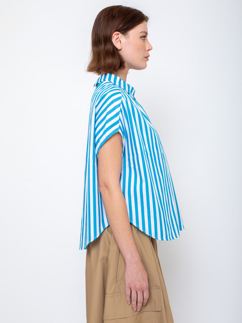 Gallego Desportes - Sleeveless Button Back Cotton Shirt - Verdalina