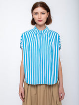 Gallego Desportes - Sleeveless Button Back Cotton Shirt - Verdalina