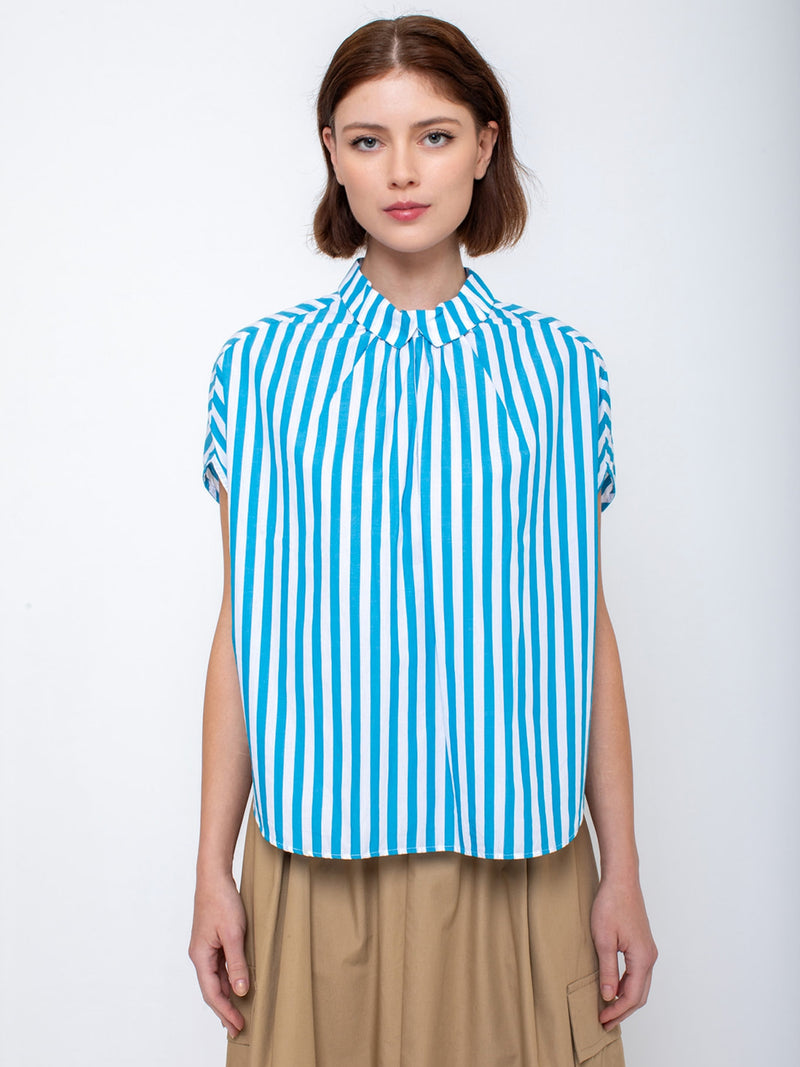 Gallego Desportes - Sleeveless Button Back Cotton Shirt - Verdalina