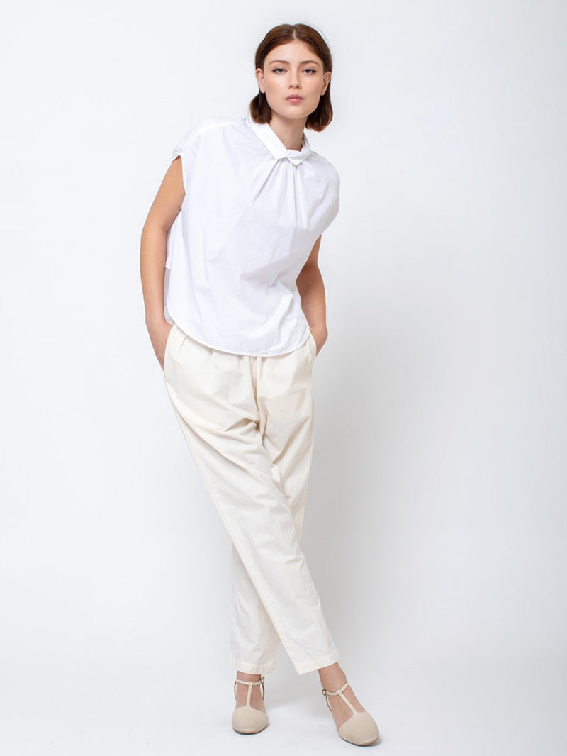 Gallego Desportes - Sleeveless Button Back Cotton Shirt - Verdalina