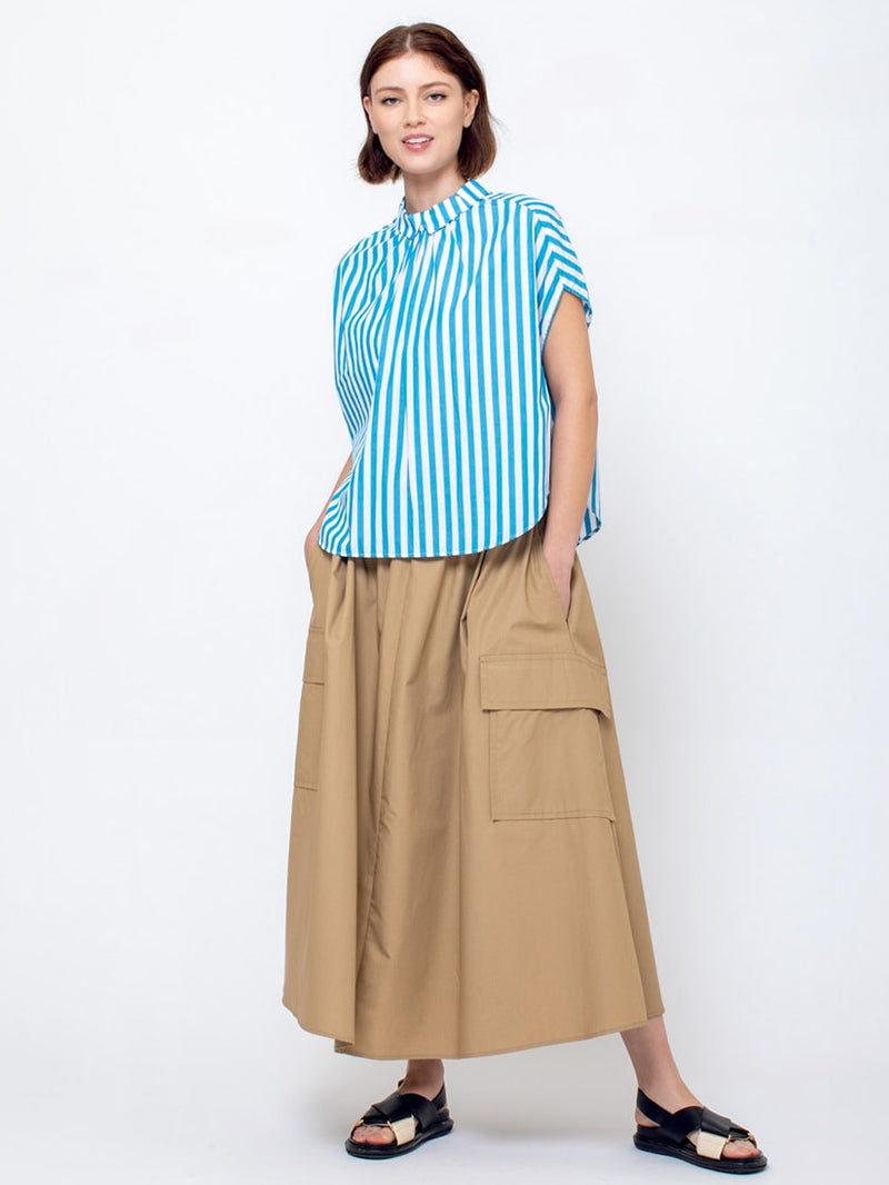 Gallego Desportes - Sleeveless Button Back Cotton Shirt - Verdalina