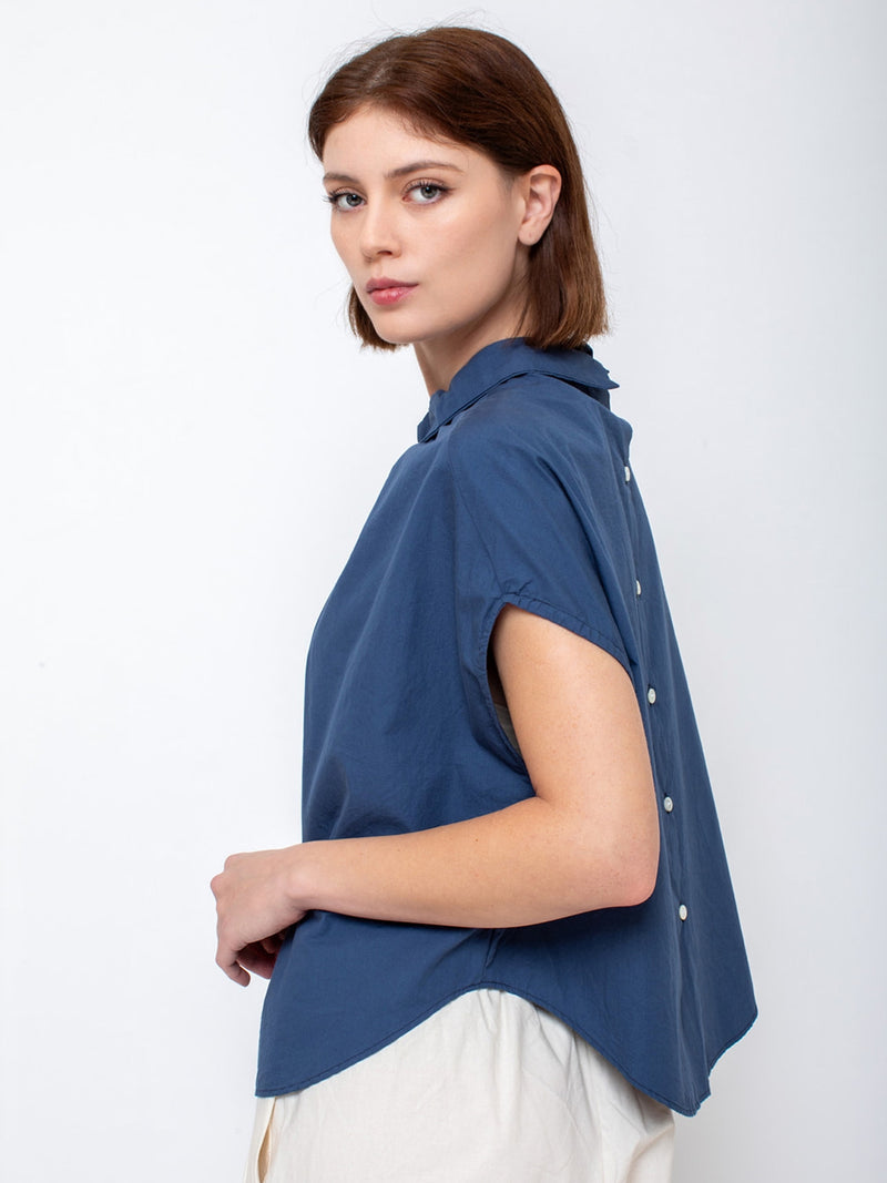 Gallego Desportes - Sleeveless Button Back Cotton Shirt - Verdalina