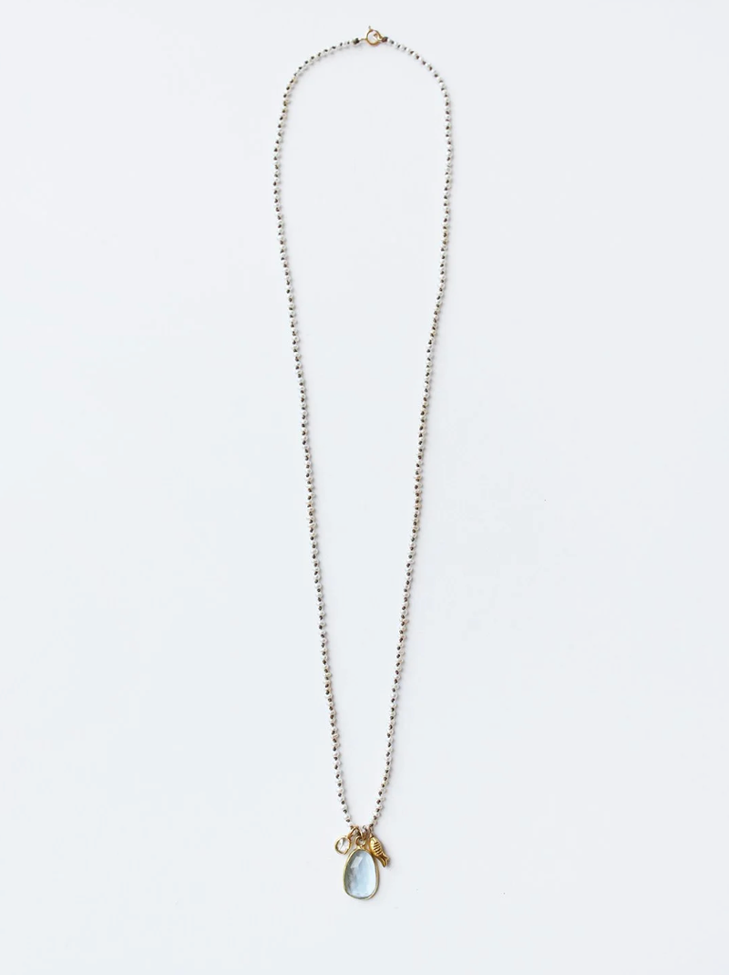 See Real Flowers - Golden Koi Necklace with Aquamarine - Verdalina