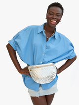 Clare V. - Grande Fanny - Silver Specchio Woven Checker - Verdalina