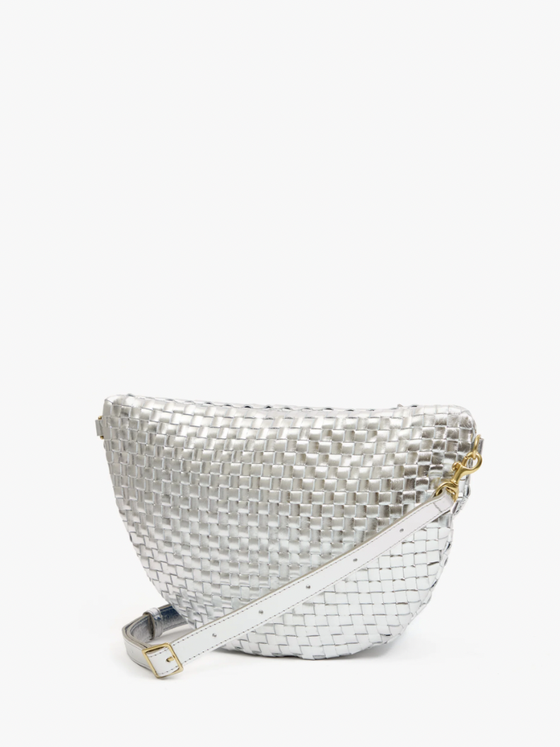Clare V. - Grande Fanny - Silver Specchio Woven Checker - Verdalina