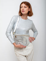 Clare V. - Grande Fanny - Silver Specchio Woven Checker - Verdalina