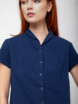 Hannoh Wessel - Sabina Wrinkled Cotton Shirt - Ink - Verdalina