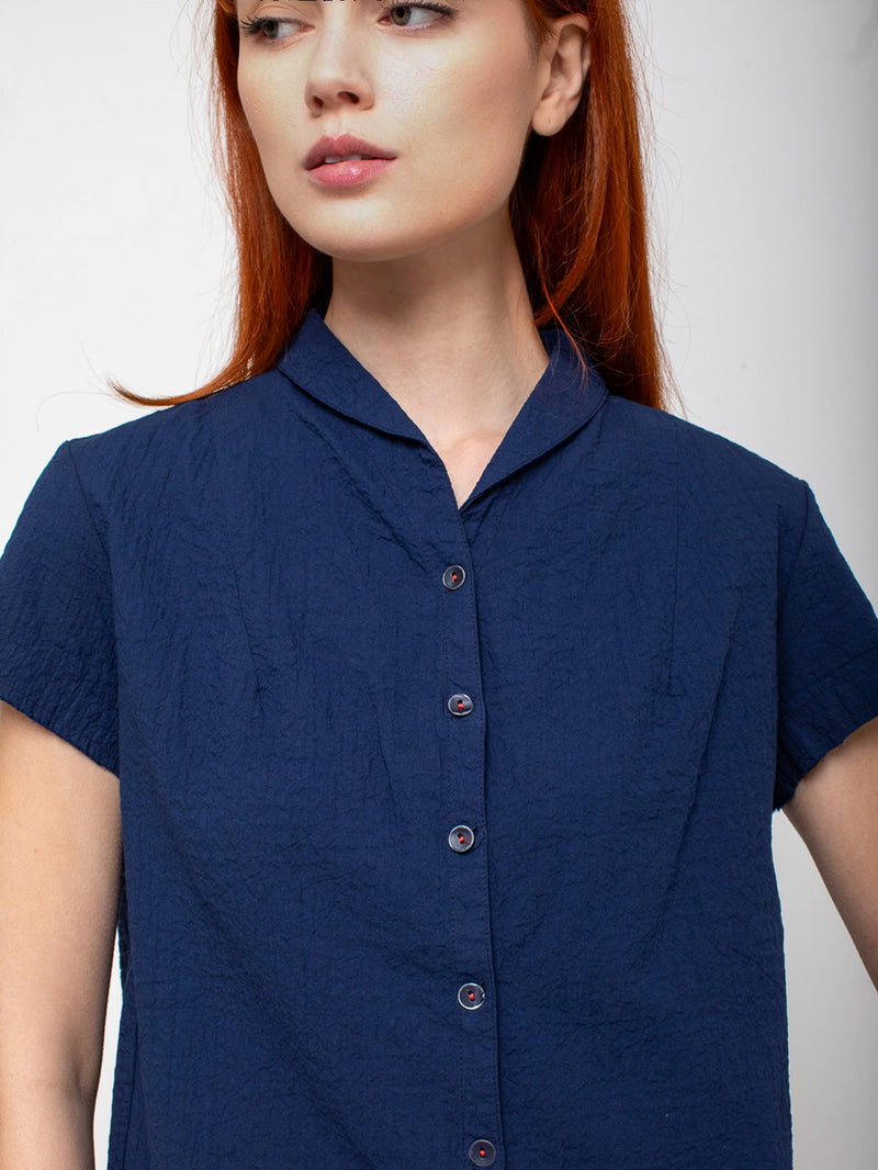 Hannoh Wessel - Sabina Wrinkled Cotton Shirt - Ink - Verdalina