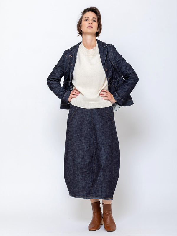 Jane Washed Denim Skirt - Indigo