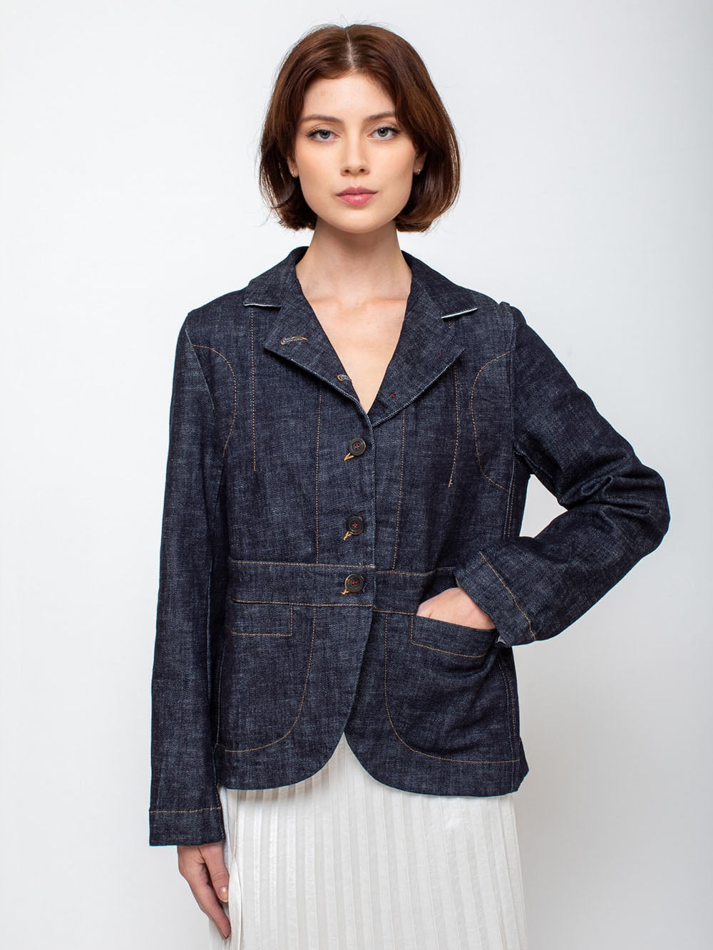 hannoh wessel デニムジャケット Hannoh Wessel | Vlinda Washed Denim Jacket - Indigo | Verdalina