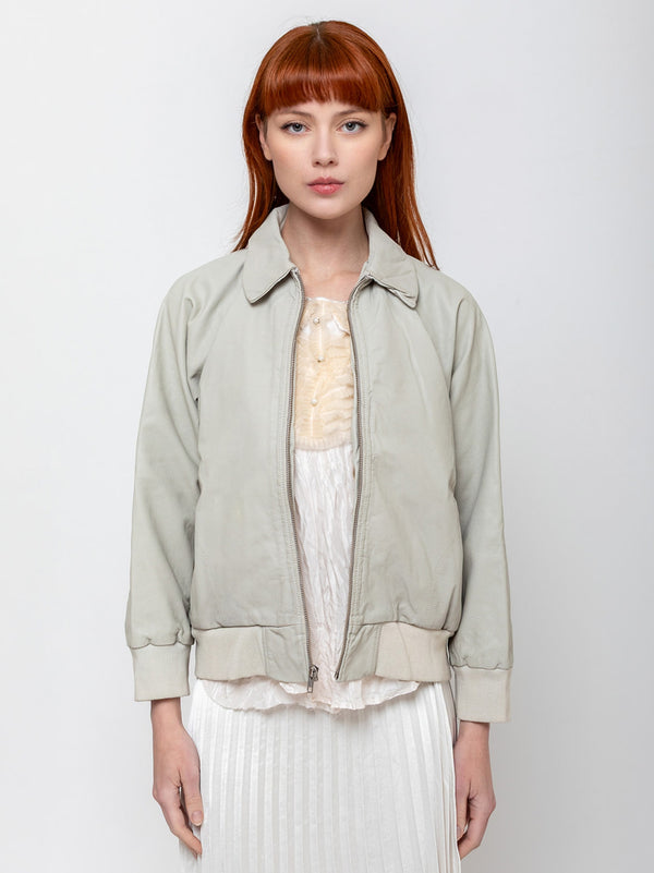 Hazel Brown - Little Leather Bomber - Bone - Verdalina