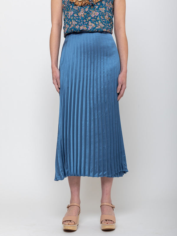 Hazel Brown - Pleated Wrap Skirt - Blue - Verdalina
