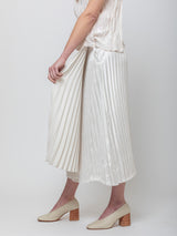 Hazel Brown - Pleated Wrap Skirt - Bone - Verdalina