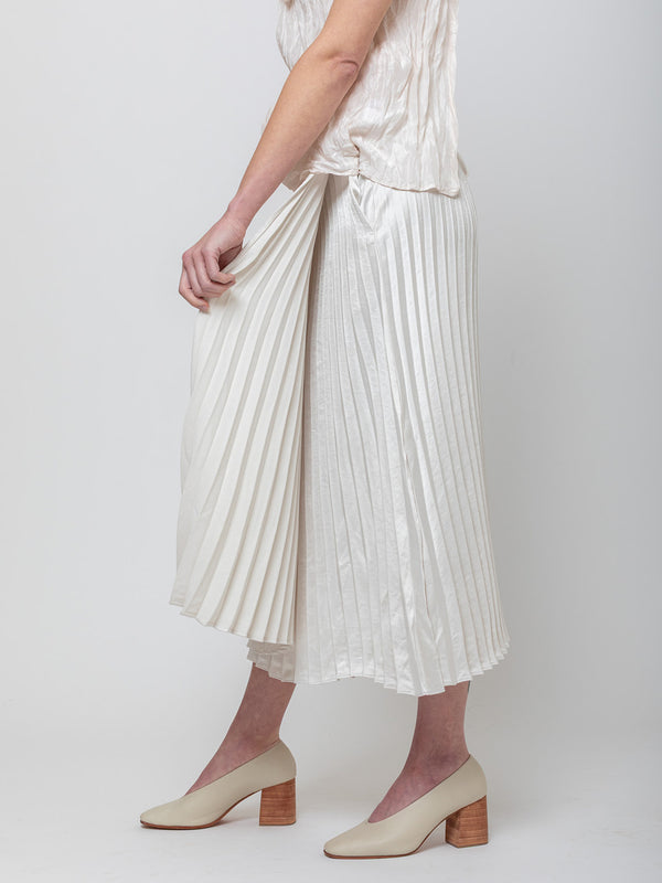 Hazel Brown - Pleated Wrap Skirt - Bone - Verdalina