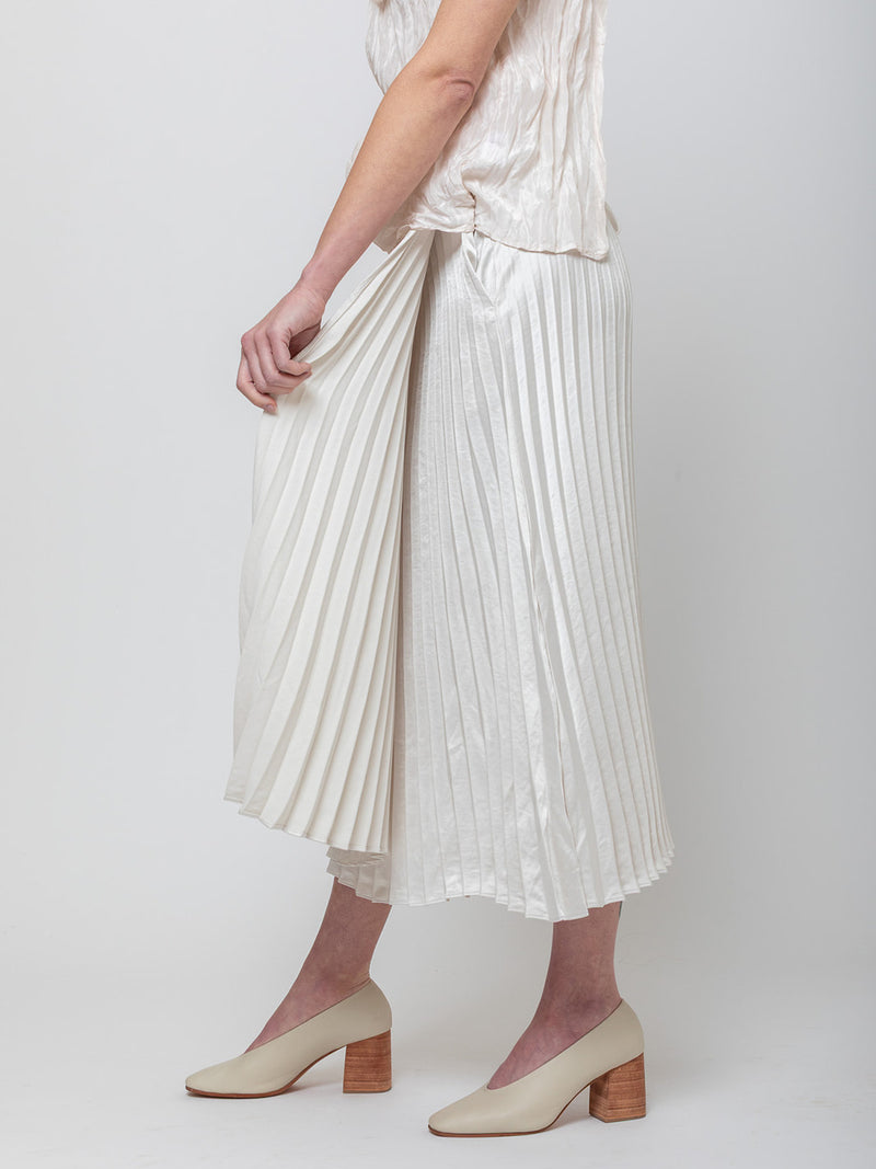 Hazel Brown - Pleated Wrap Skirt - Bone - Verdalina