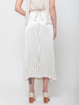 Hazel Brown - Pleated Wrap Skirt - Bone - Verdalina