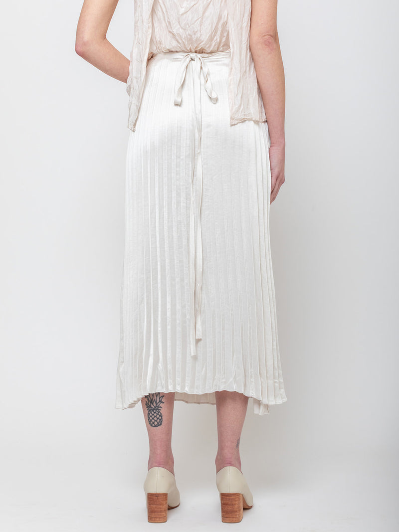Hazel Brown - Pleated Wrap Skirt - Bone - Verdalina