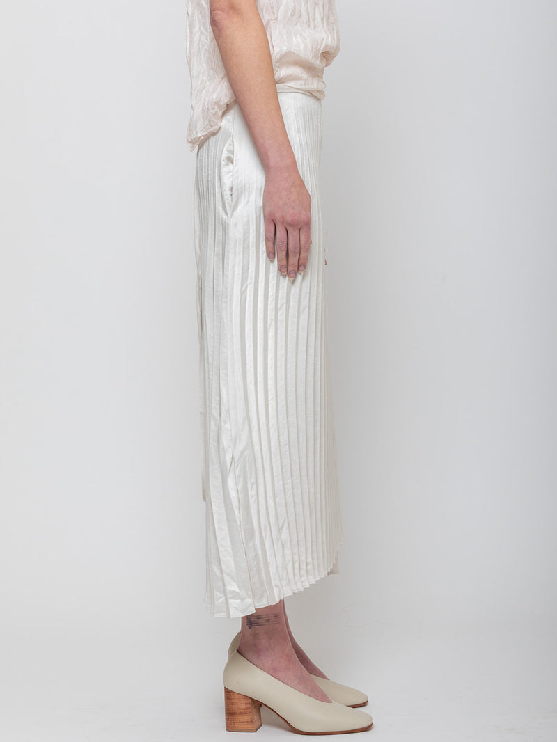 Hazel Brown - Pleated Wrap Skirt - Bone - Verdalina