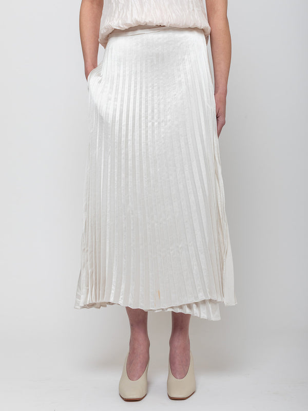 Hazel Brown - Pleated Wrap Skirt - Bone - Verdalina