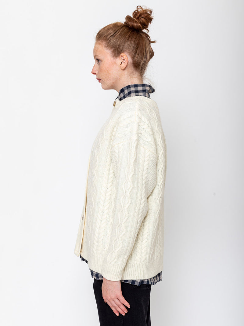 Ichi Antiquites - Two-Way Cable Cardigan - Natural - Verdalina