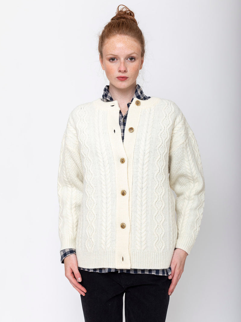 Ichi Antiquites - Two-Way Cable Cardigan - Natural - Verdalina