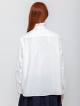 Ichi Antiquites - Long Sleeve Ruffle Shirt - White - Verdalina