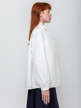 Ichi Antiquites - Long Sleeve Ruffle Shirt - White - Verdalina