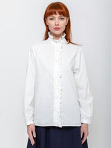 Ichi Antiquites - Long Sleeve Ruffle Shirt - White - Verdalina
