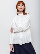 Ichi Antiquites - Long Sleeve Ruffle Shirt - White - Verdalina