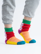 Verloop - Kaleidoscope Knit House Socks - Peach and Red - Verdalina