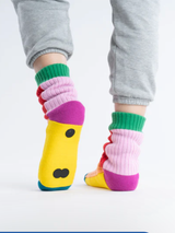 Verloop - Kaleidoscope Knit House Socks - Peach and Red - Verdalina