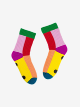 Verloop - Kaleidoscope Knit House Socks - Peach and Red - Verdalina