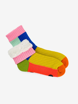 Kaleidoscope Knit House Socks - Olive/Cobalt