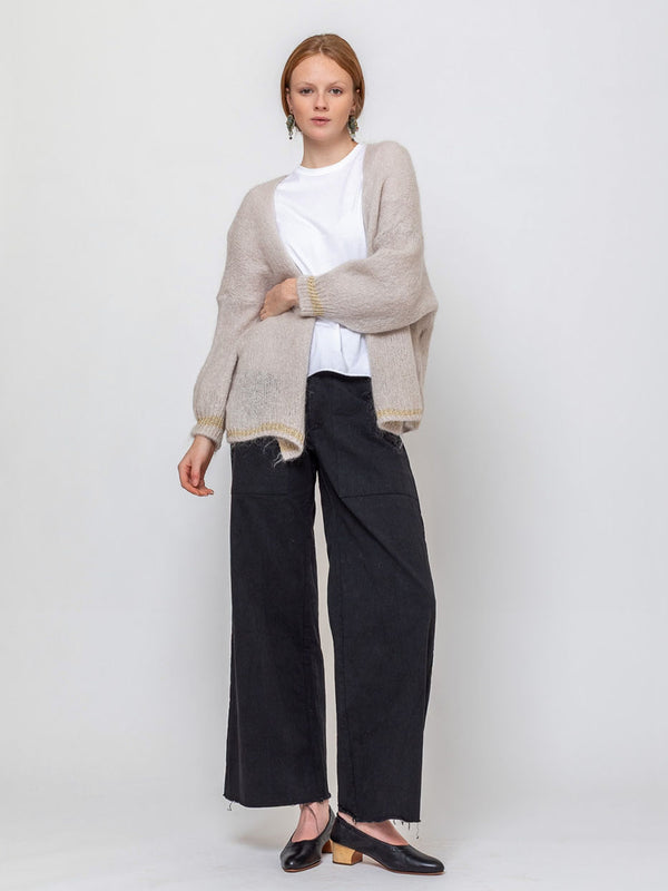 Kris Ana - Open Mohair Cardigan with Metallic Trim - Verdalina