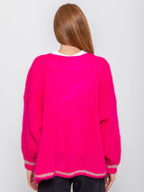 Kris Ana - Open Mohair Cardigan with Metallic Trim - Verdalina