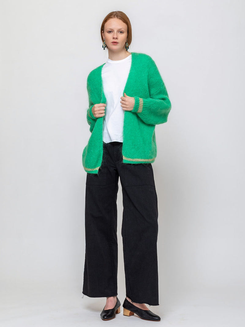 Kris Ana - Open Mohair Cardigan with Metallic Trim - Verdalina