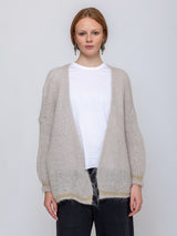 Kris Ana - Open Mohair Cardigan with Metallic Trim - Verdalina