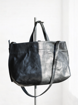 Lihann George - Elli Crushed Grain Leather Bag - Black - Verdalina