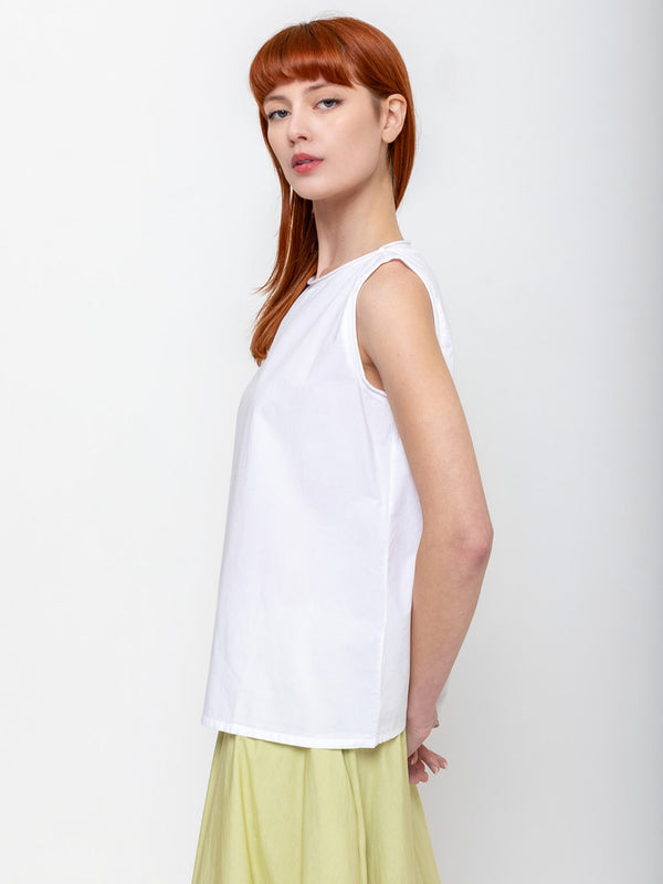 Labo.Art - Canotta Gioia Cotton Poplin Top - White - Verdalina