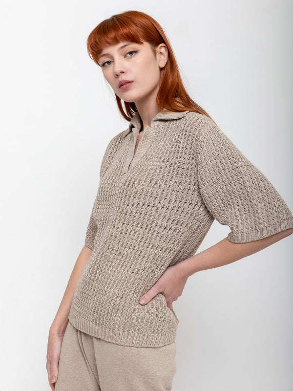 Lauren Manoogian - Rack Polo Top - Sisal - Verdalina