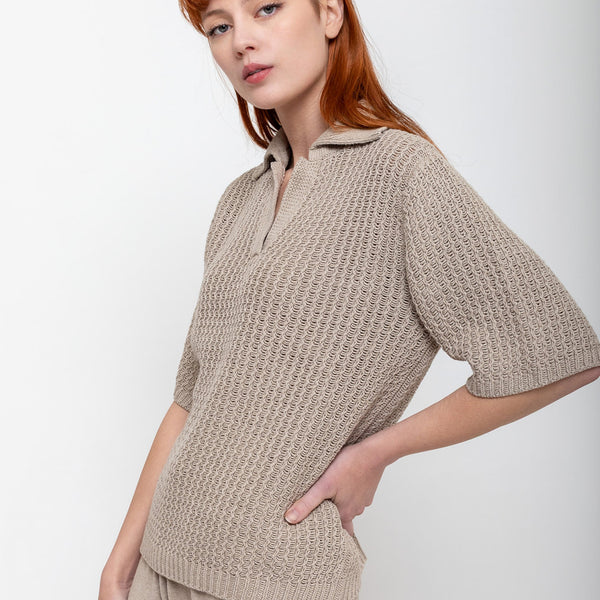 Lauren Manoogian | Rack Polo Top - Sisal | Verdalina