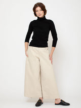 Lightweight Cotton Turtleneck - Black