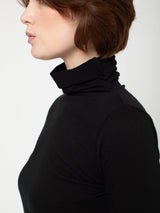 Lightweight Cotton Turtleneck - Black