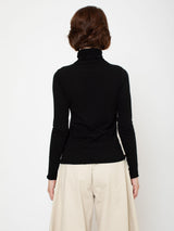 Lightweight Cotton Turtleneck - Black
