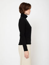 Lightweight Cotton Turtleneck - Black
