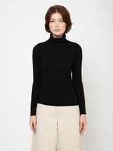 Lightweight Cotton Turtleneck - Black